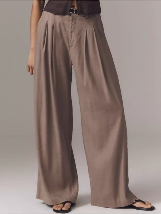 Maeve Pants - Anthropologie Avery Linen Pleated Wide-Leg Trousers by
Maeve Linen Blend XXS